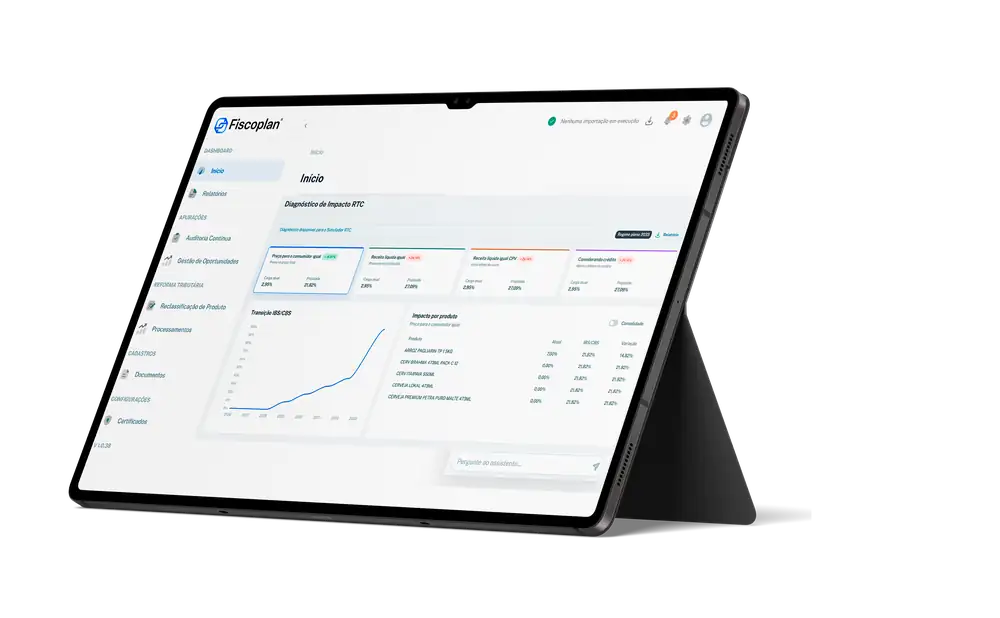 Dashboard do Fiscoplan Intelligence com diagnóstico dos impactos da Reforma Tributária