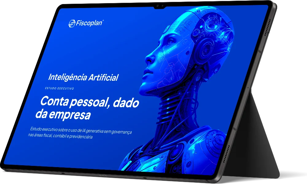 Política de IA pronta para sua área fiscal - mockup do estudo executivo Fiscoplan